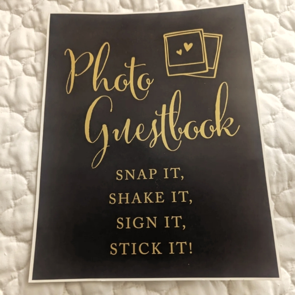 Wedding sign for Polaroid photo guest book black and gold